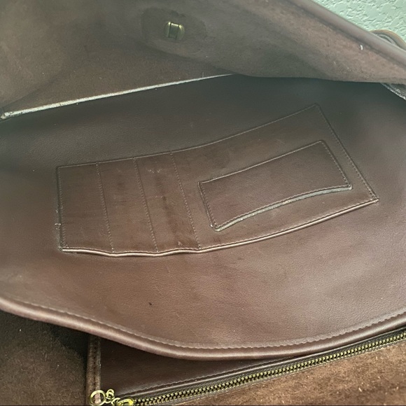 Vintage Brown Glove Tan Leather Beekman Laptop Briefcase Crossbody Turn Lock Bag - Picture 12 of 15
